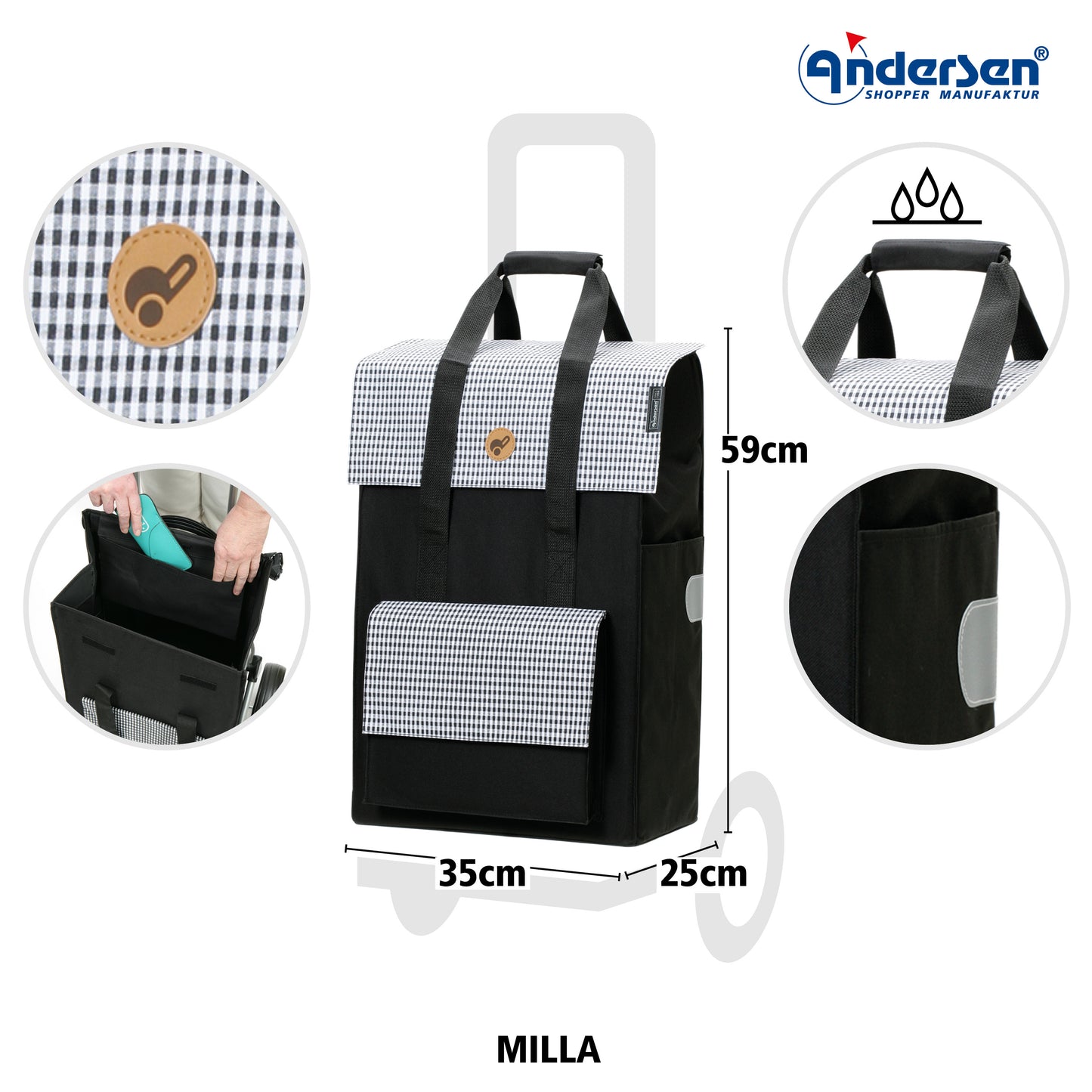 B-Ware Andersen Einkaufstrolley - Treppensteiger Royal Shopper Milla schwarz 54L_3