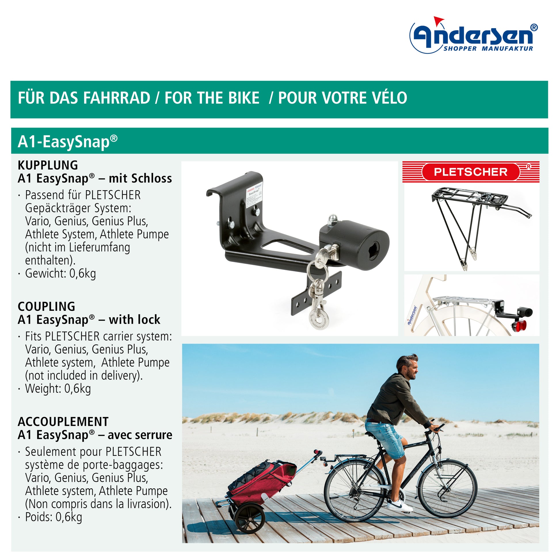 fahrrad shopper anhänger Kupplung A1 EasySnap – Easy-Trolley