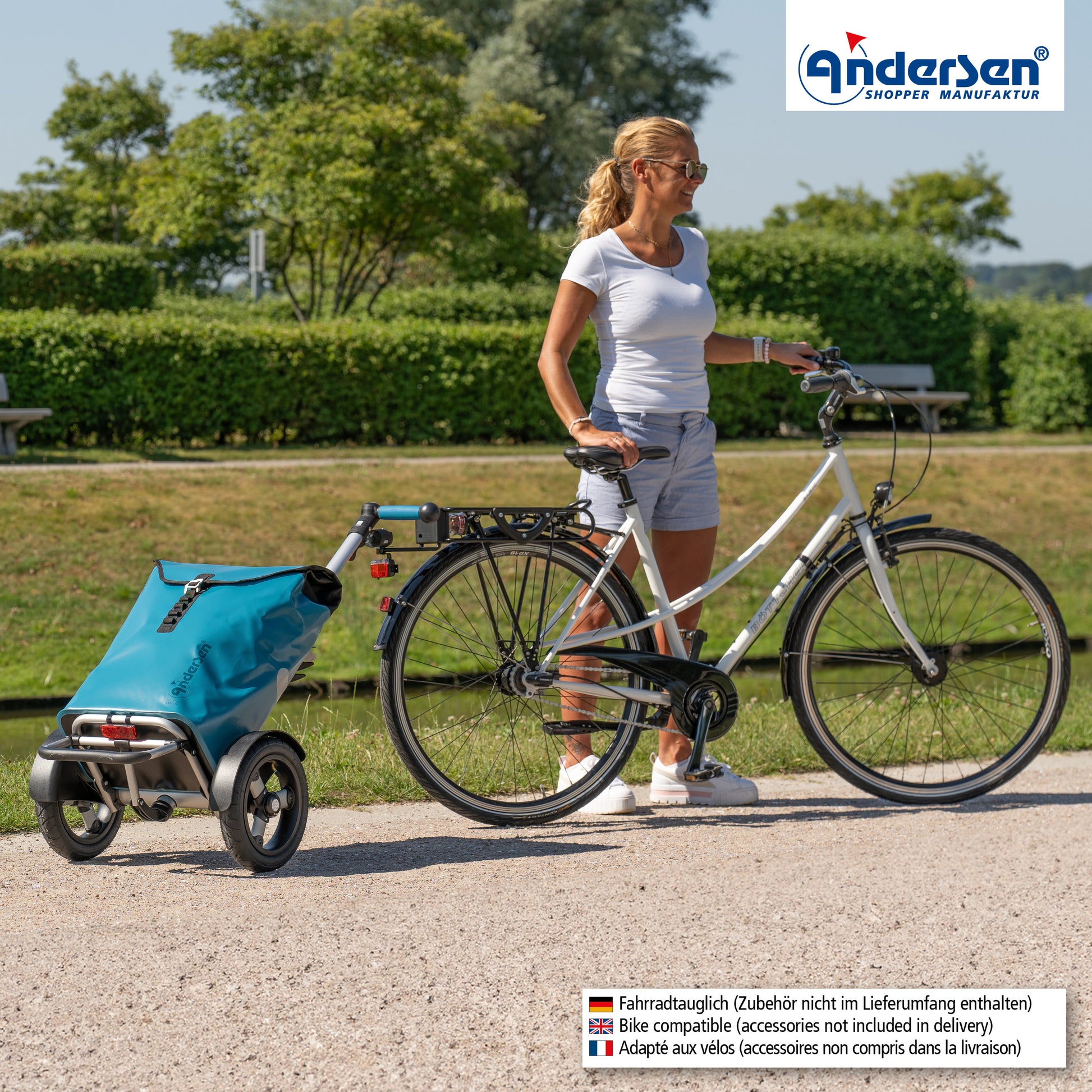 ortlieb fahrradanhänger Andersen Tura Shopper 0 petrol, Luft-Rad 29cm – Easy-Trolley