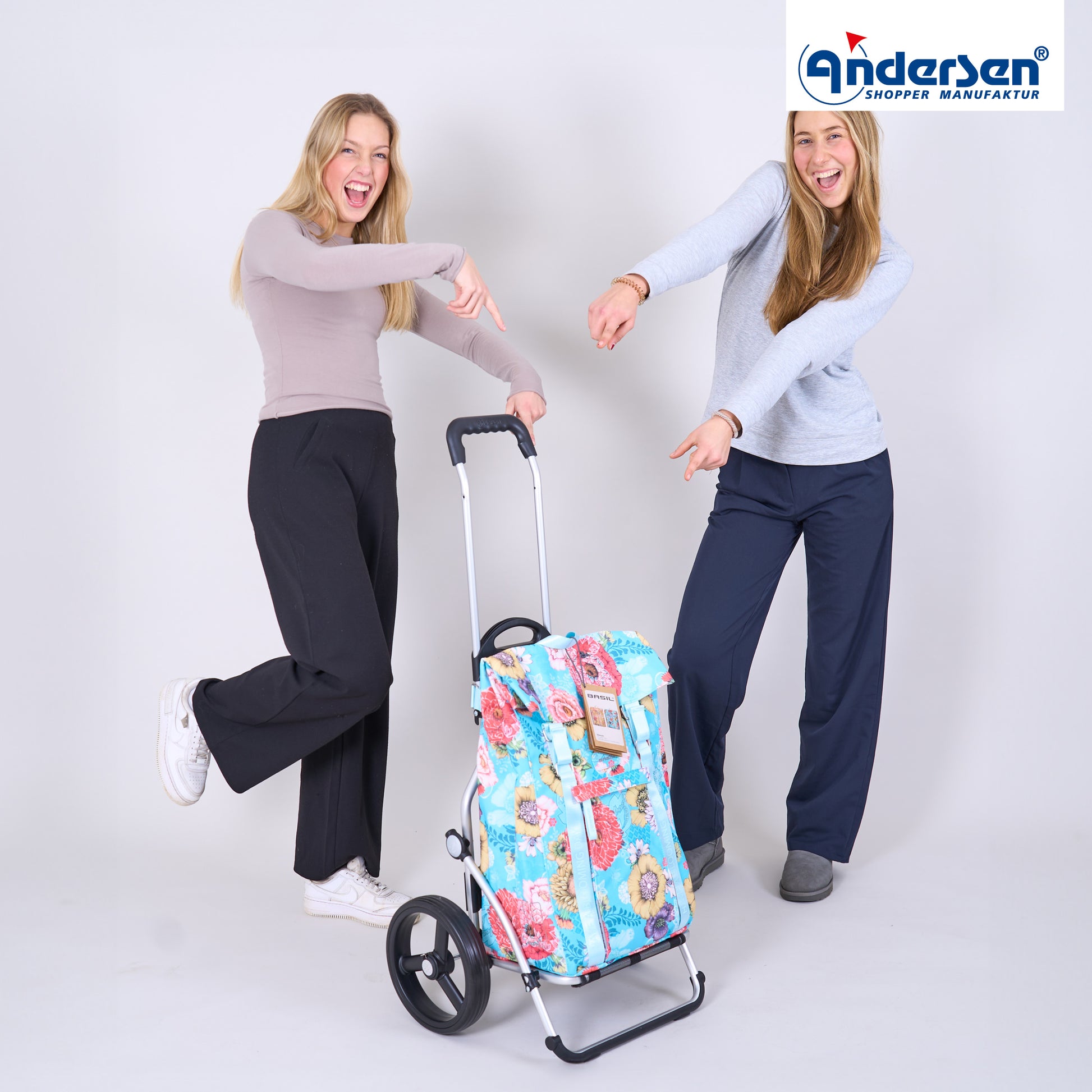 basil fahrradtasche bloom shopper Andersen Royal Shopper Blau, 3-Speichen-Rad 25cm – Easy-Trolley